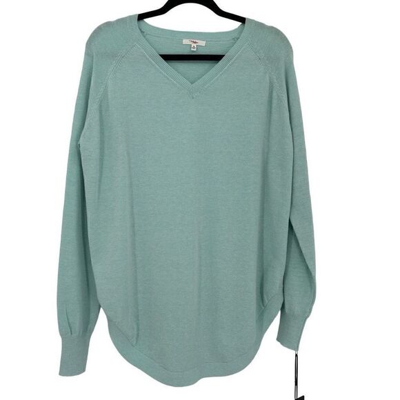 Joh. Sadie Cashmere Blend V-Neck Sweater Mint Medium NWT - Picture 1 of 9